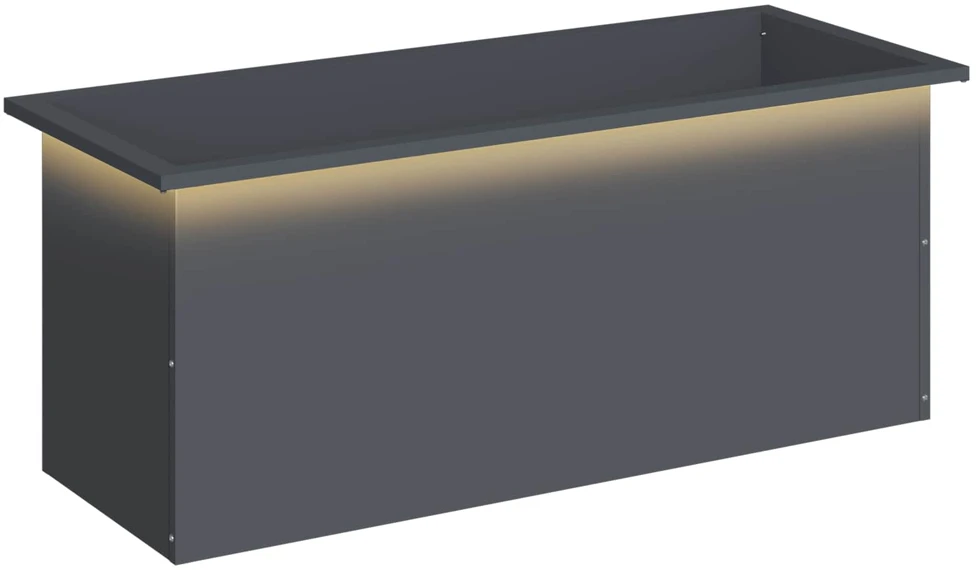 Sodo vazonas su LED Antracitas 40 x 100 x 40 cm Plienas