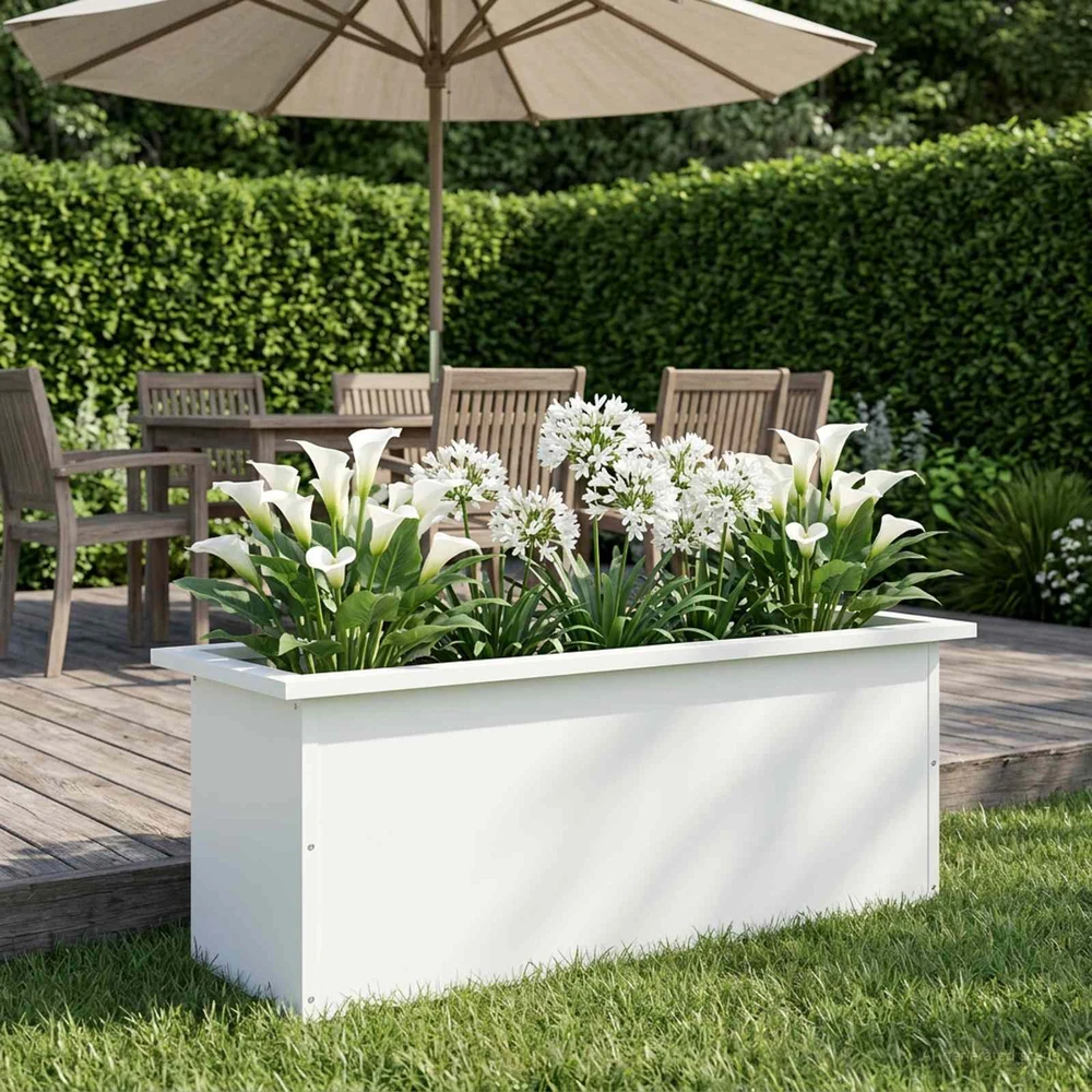 Sodo vazonas su LED Balta 30 x 80 x 30 cm Plienas