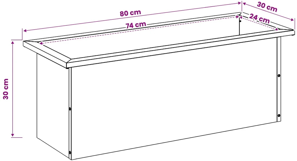 Sodo vazonas su LED Balta 30 x 80 x 30 cm Plienas