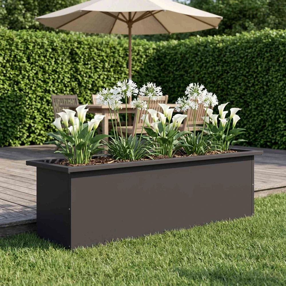 Sodo vazonas su LED Juoda 30 x 100 x 30 cm Plienas