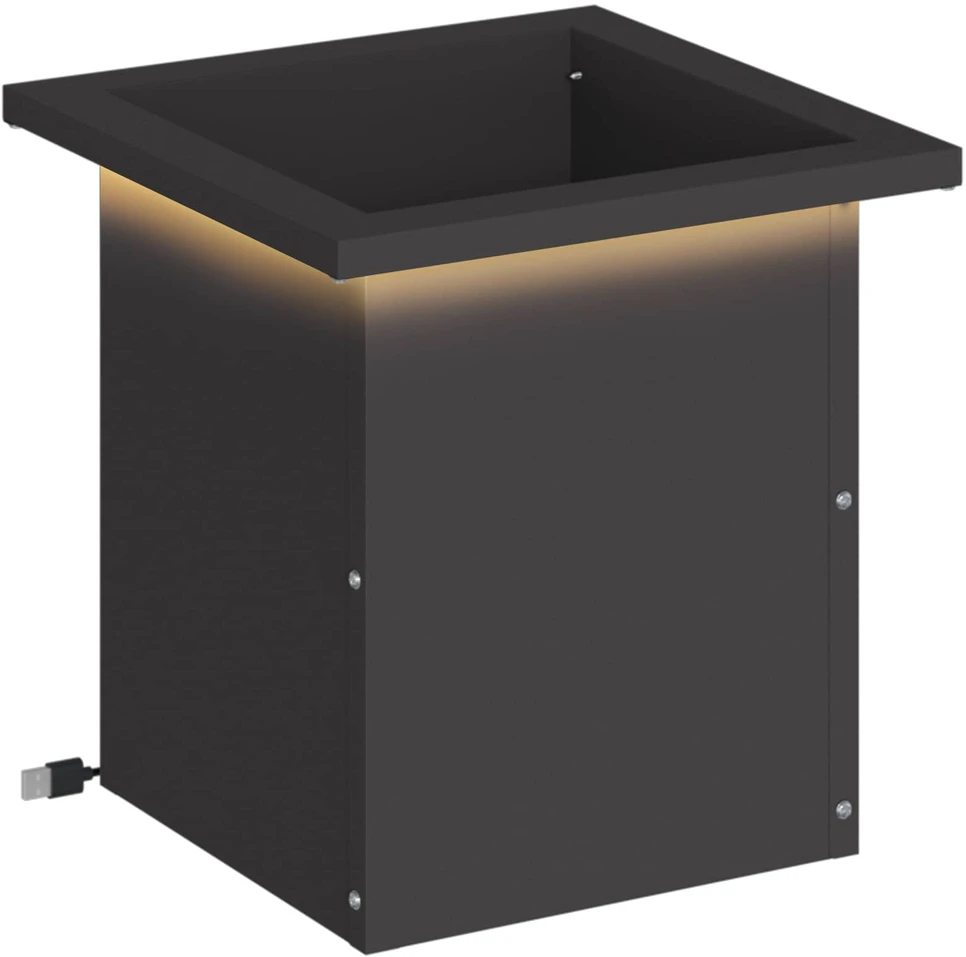 Sodo vazonas su LED Juoda 30 x 30 x 30 cm Plienas