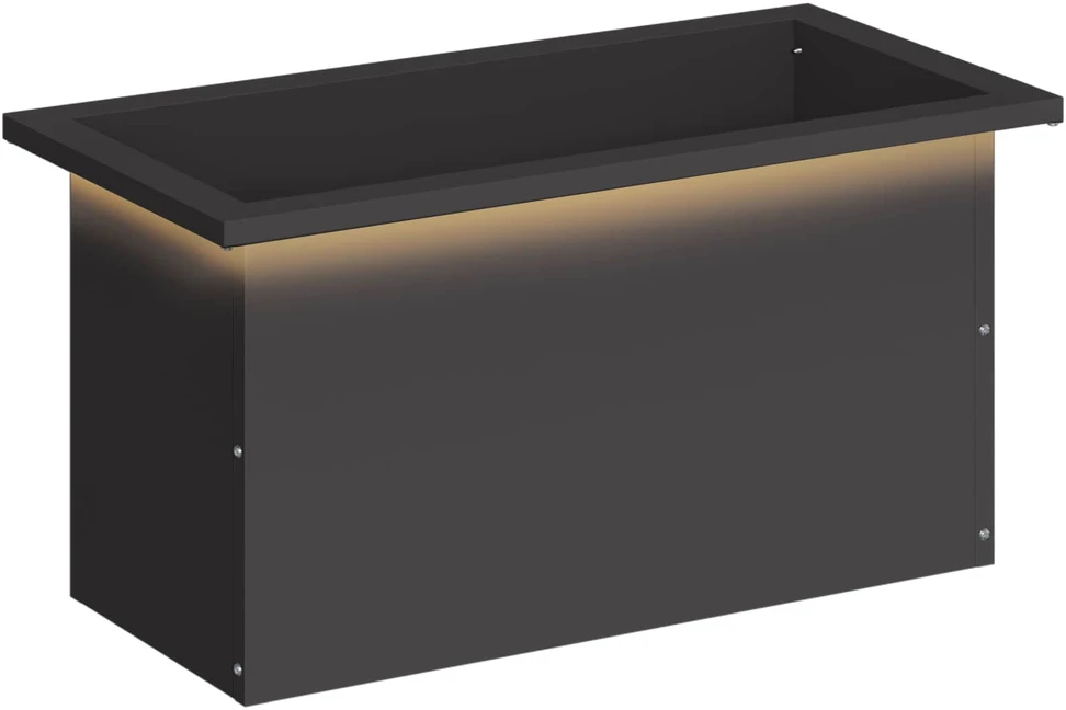 Sodo vazonas su LED Juoda 30 x 60 x 30 cm Plienas