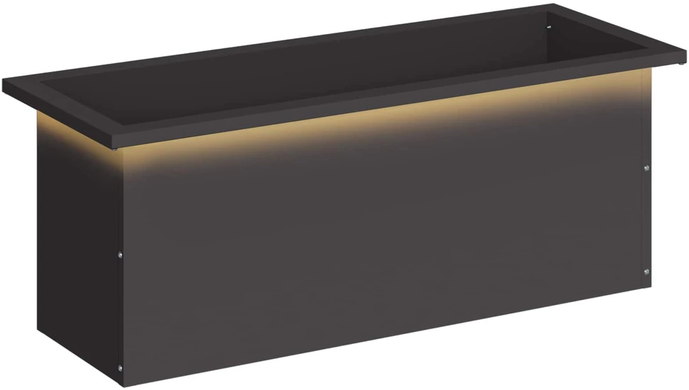 Sodo vazonas su LED Juoda 30 x 80 x 30 cm Plienas