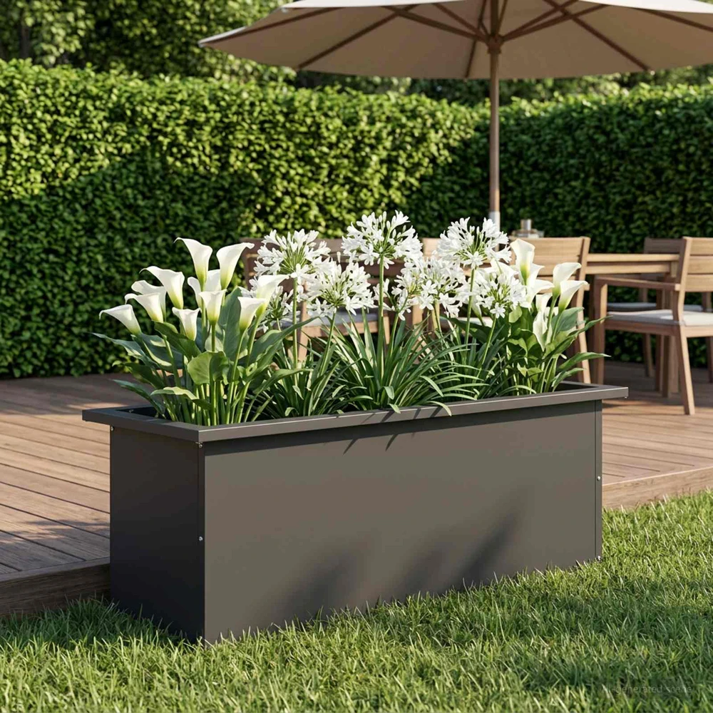 Sodo vazonas su LED Juoda 30 x 80 x 30 cm Plienas