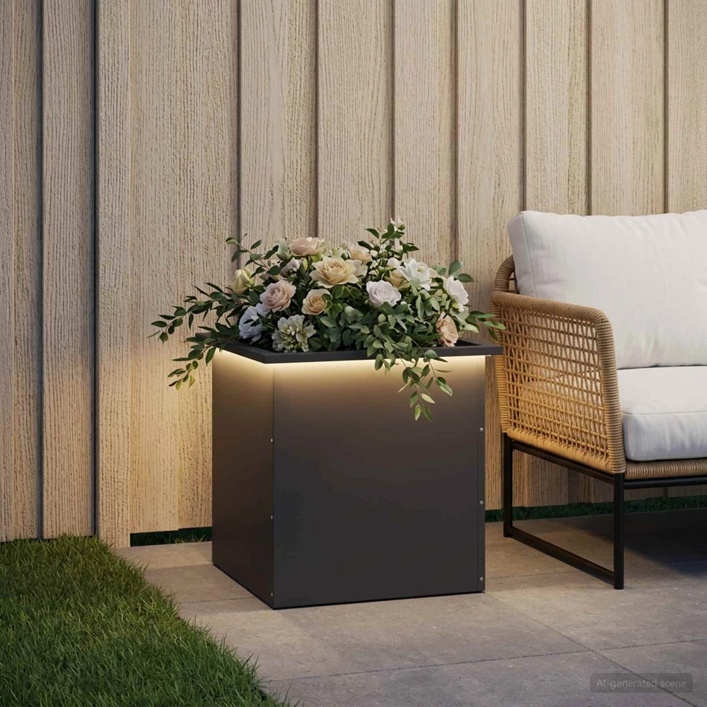 Sodo vazonas su LED Juoda 50 x 50 x 48 cm Plienas