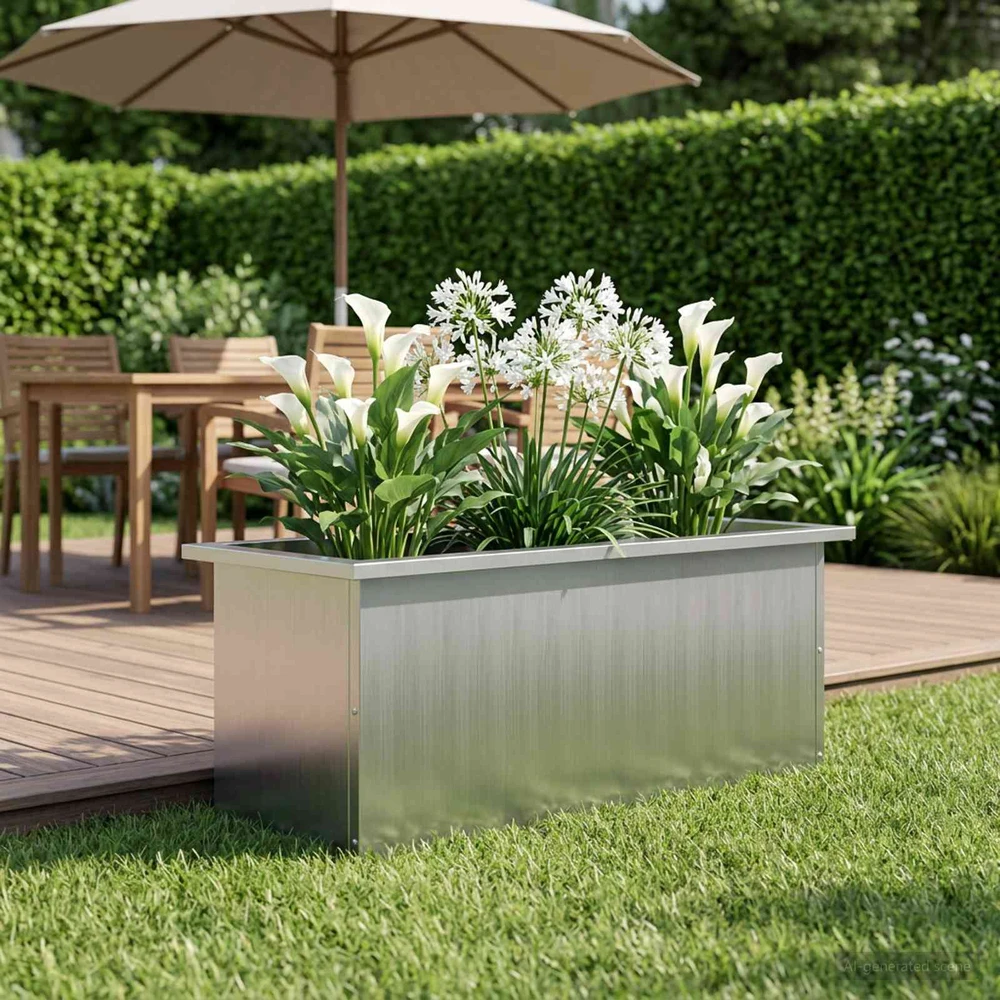 Sodo vazonas su LED Sidabrinė 30 x 80 x 30 cm