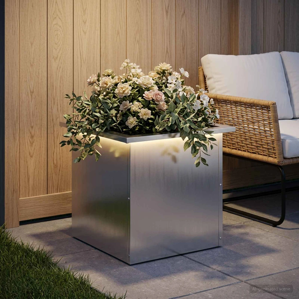 Sodo vazonas su LED Sidabrinė 40 x 40 x 40 cm