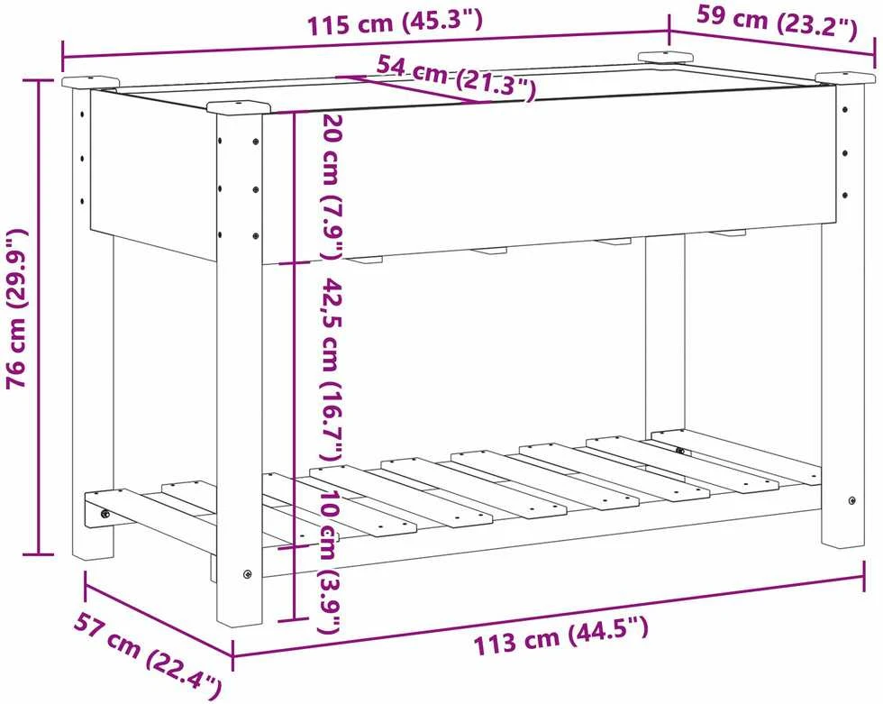 Sodo vazonas Smėlio 115 x 59 x 76,5 cm Kietasis pušinis medis