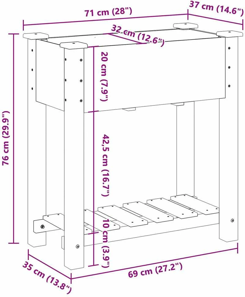 Sodo vazonas Smėlio 71 x 37 x 76,5 cm Kietasis pušinis medis