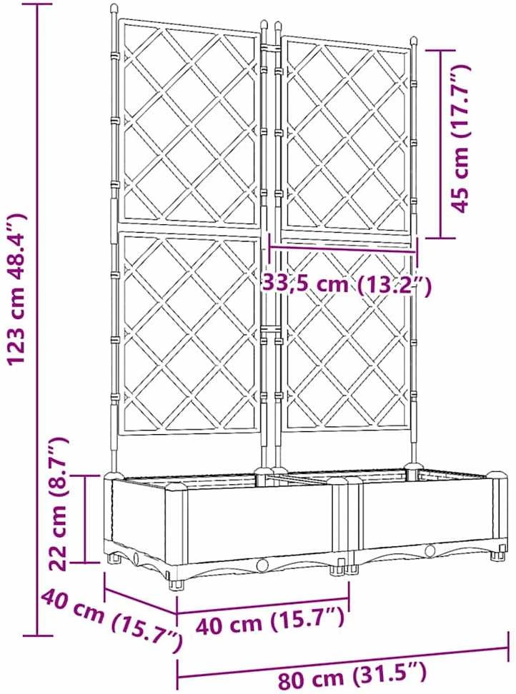 Sodo vazonas 2 vnt. Juoda 80 x 40 x 125,5 cm PP