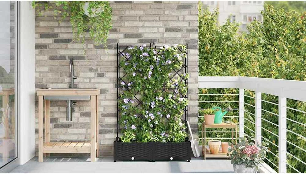 Sodo vazonas 2 vnt. Juoda 80 x 40 x 125,5 cm PP
