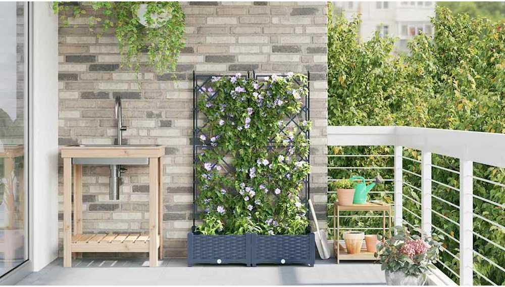 Sodo vazonas 2 vnt. Pilka 80 x 40 x 125,5 cm PP