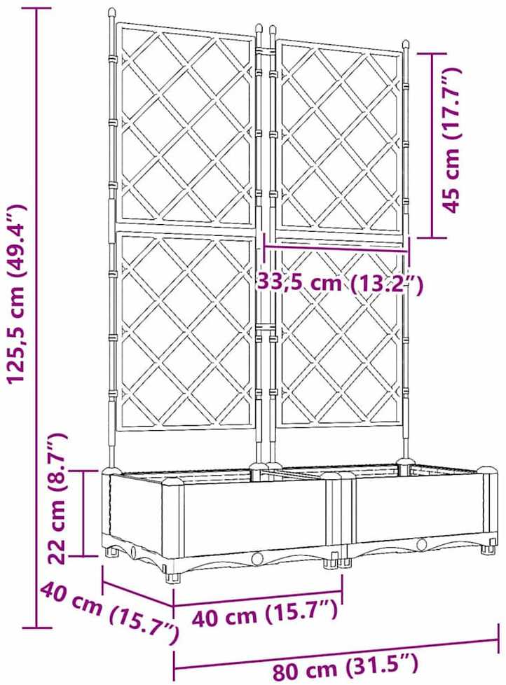 Sodo vazonas 2 vnt. Ruda 80 x 40 x 125,5 cm PP