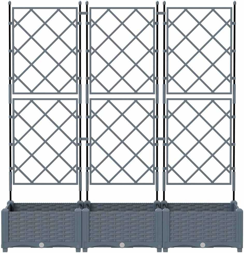 Sodo vazonas 3 vnt. Šviesiai pilka 120 x 40 x 125,5 cm PP