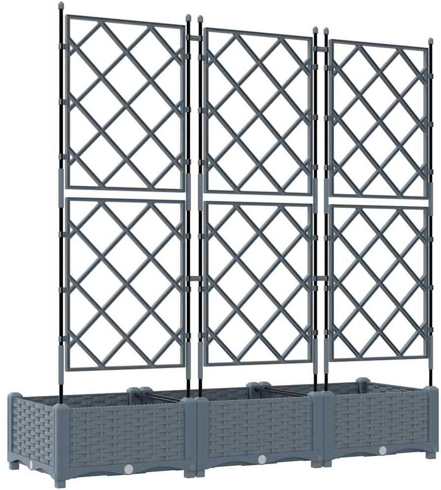 Sodo vazonas 3 vnt. Šviesiai pilka 120 x 40 x 125,5 cm PP