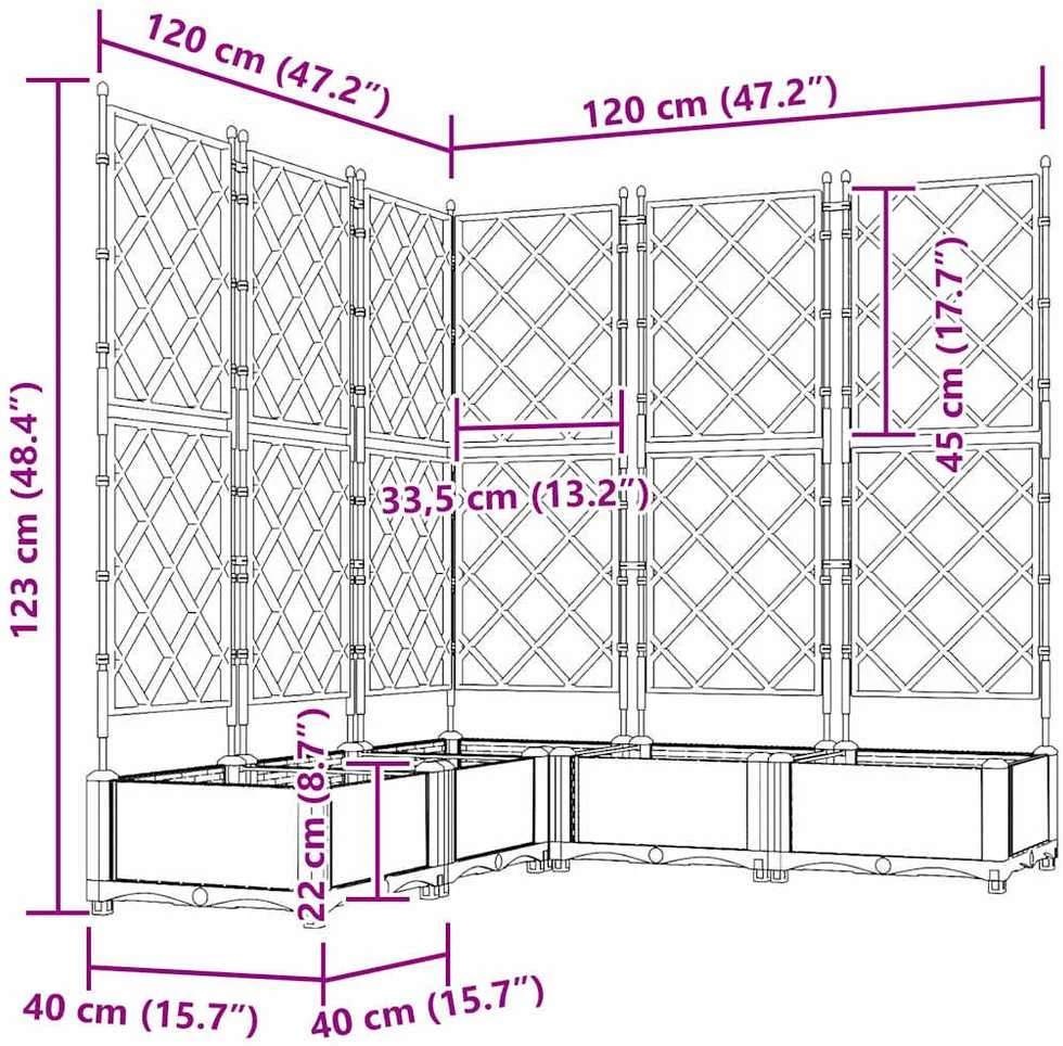 Sodo vazonas 5 vnt. Juoda 120 x 120 x 125,5 cm PP