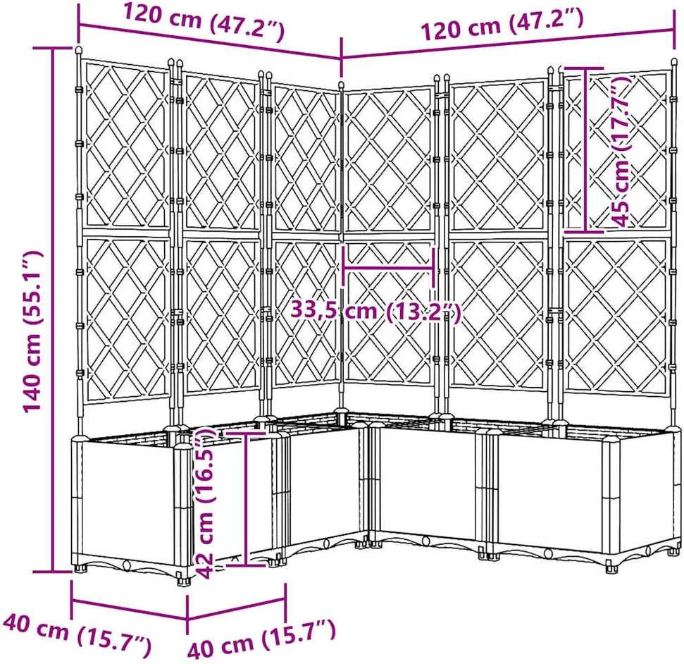Sodo vazonas 5 vnt. Ruda 120 x 120 x 143 cm PP