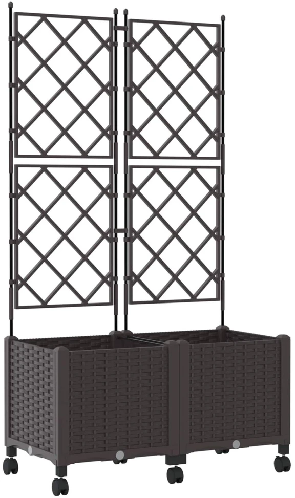 Sodo vazonas su treliu ir ratais 2 vnt. Ruda 80 x 40 x 149 cm