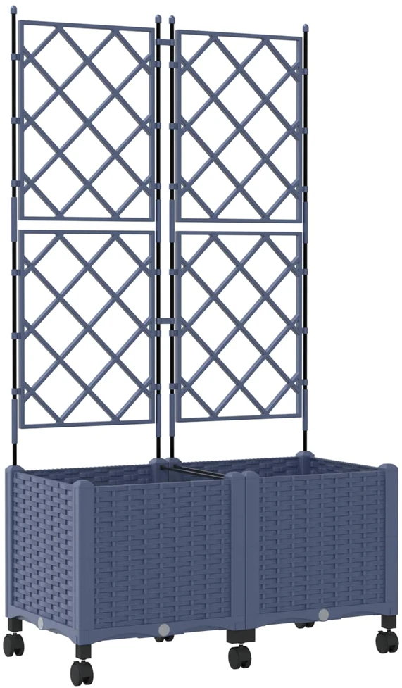 Sodo vazonas su treliu ir ratais 2 vnt. Pilka 80 x 40 x 149 cm