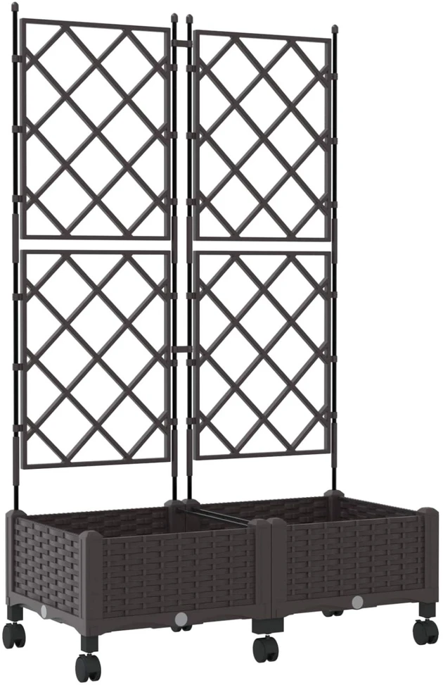 Sodo vazonas su treliu ir ratais 2 vnt. Ruda 80 x 40 x 131,5 cm