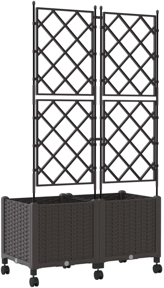Sodo vazonas su treliu ir ratais 2 vnt. Ruda 80 x 40 x 149 cm