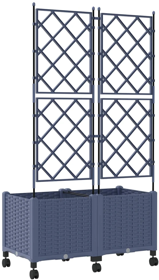 Sodo vazonas su treliu ir ratais 2 vnt. Pilka 80 x 40 x 149 cm