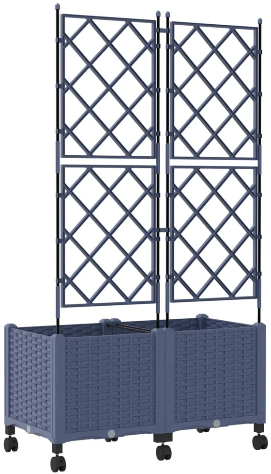 Sodo vazonas su treliu ir ratais 2 vnt. Pilka 80 x 40 x 149 cm