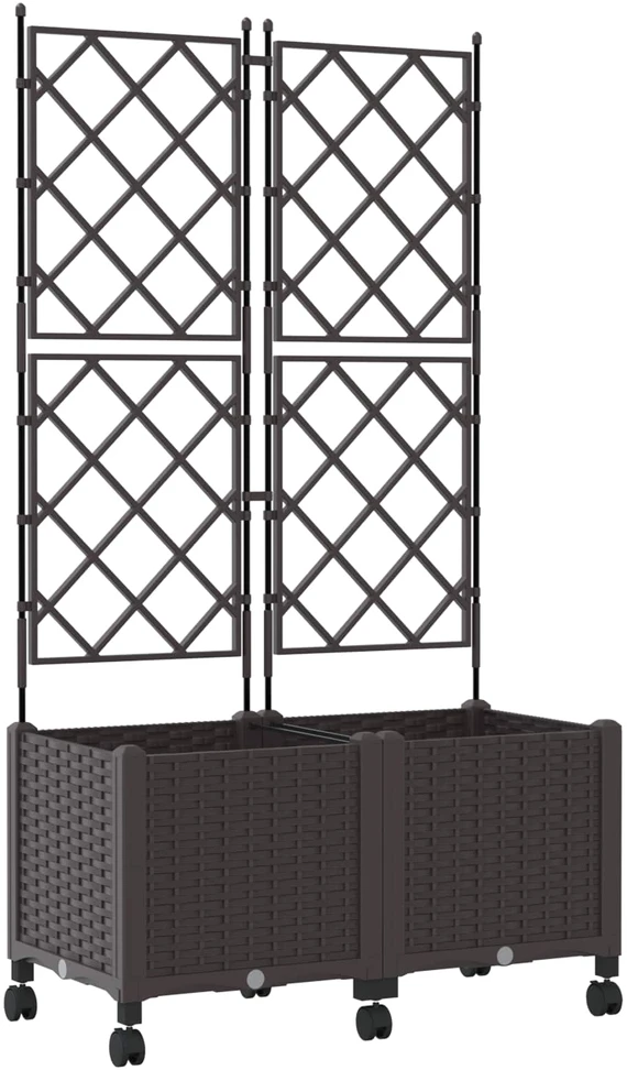 Sodo vazonas su treliu ir ratais 2 vnt. Ruda 80 x 40 x 149 cm