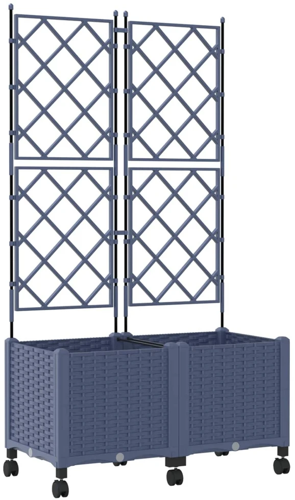 Sodo vazonas su treliu ir ratais 2 vnt. Pilka 80 x 40 x 149 cm