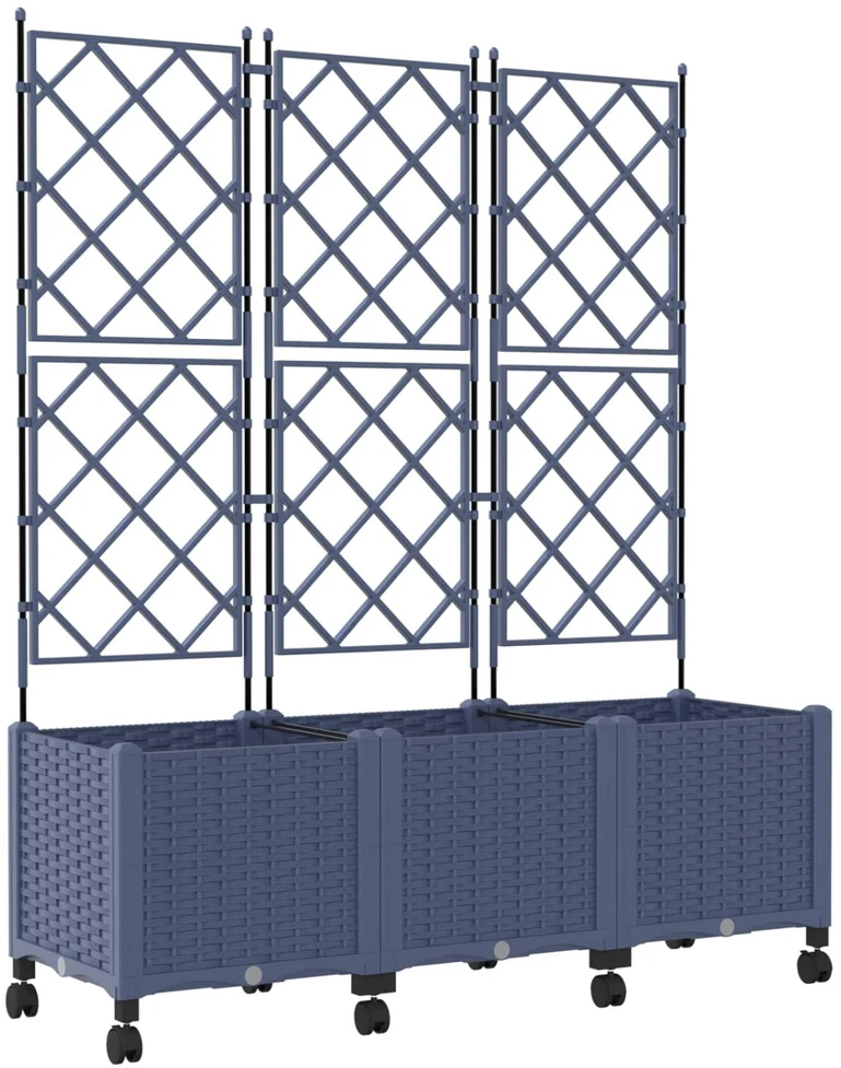 Sodo vazonas su treliu ir ratais 3 vnt. Pilka 120 x 40 x 149 cm