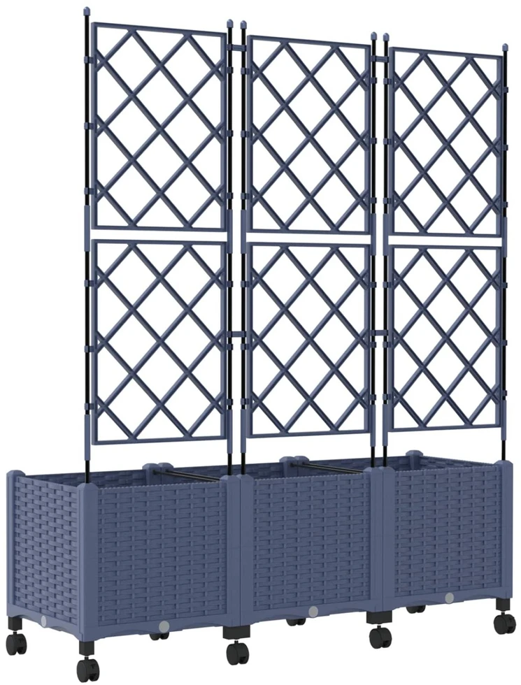 Sodo vazonas su treliu ir ratais 3 vnt. Pilka 120 x 40 x 149 cm