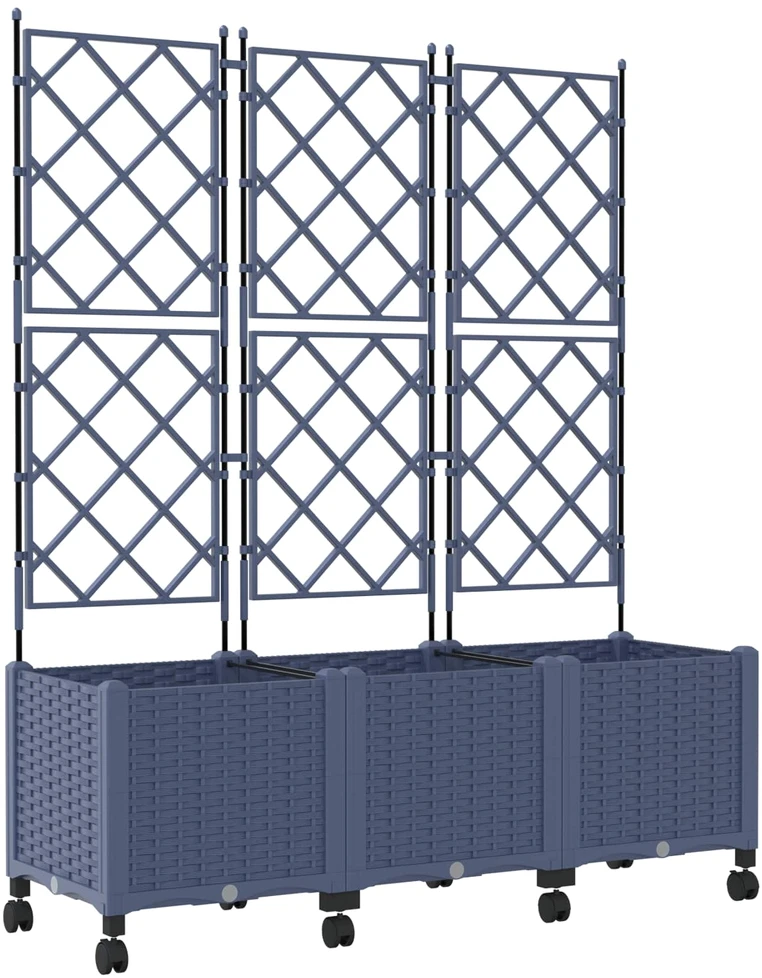 Sodo vazonas su treliu ir ratais 3 vnt. Pilka 120 x 40 x 149 cm