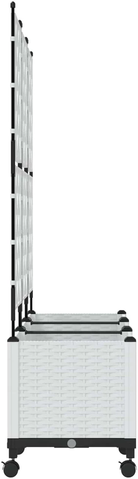 Sodo vazonas su treliu ir ratais 3 vnt. Balta 120 x 40 x 149 cm