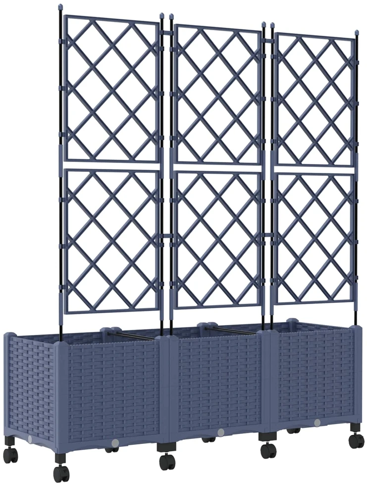 Sodo vazonas su treliu ir ratais 3 vnt. Pilka 120 x 40 x 149 cm