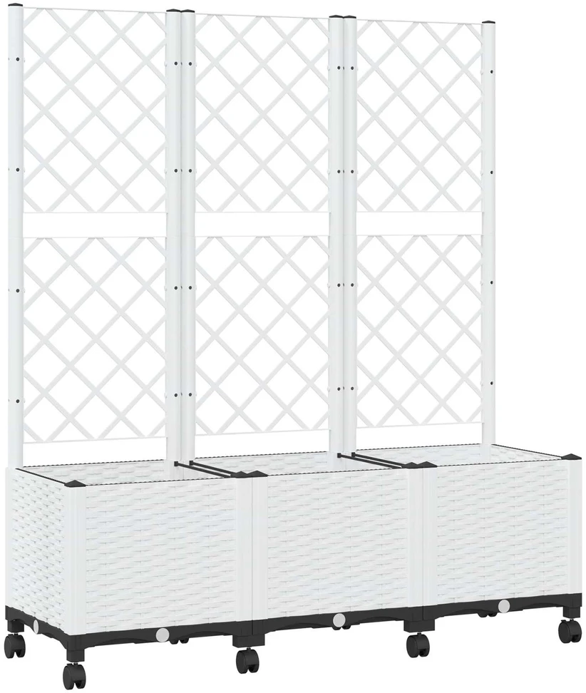 Sodo vazonas su treliu ir ratais Balta 120 x 40 x 146 cm PP