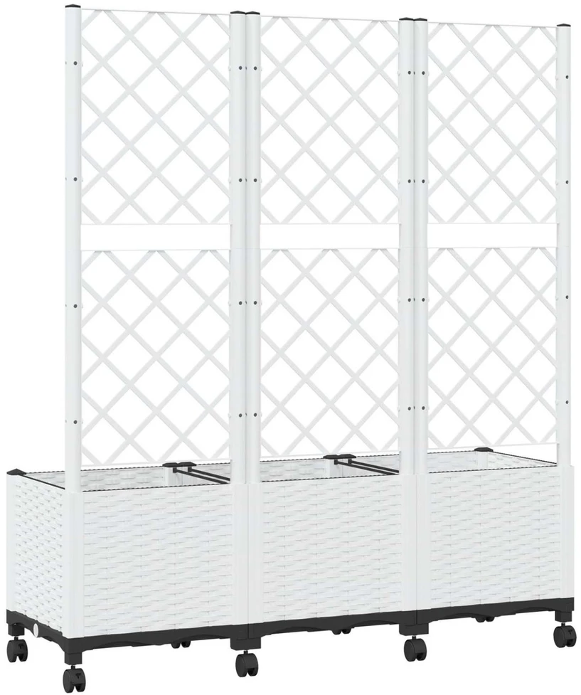 Sodo vazonas su treliu ir ratais Balta 120 x 40 x 146 cm PP