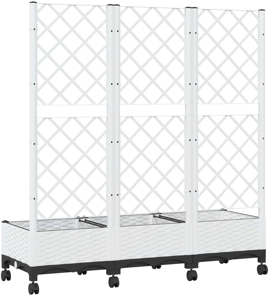 Sodo vazonas su treliu ir ratais Balta 120 x 40 x 131,5 cm PP