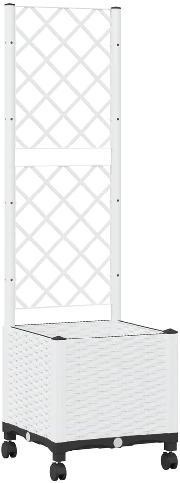 Sodo vazonas su treliu ir ratais Balta 40 x 40 x 146 cm PP