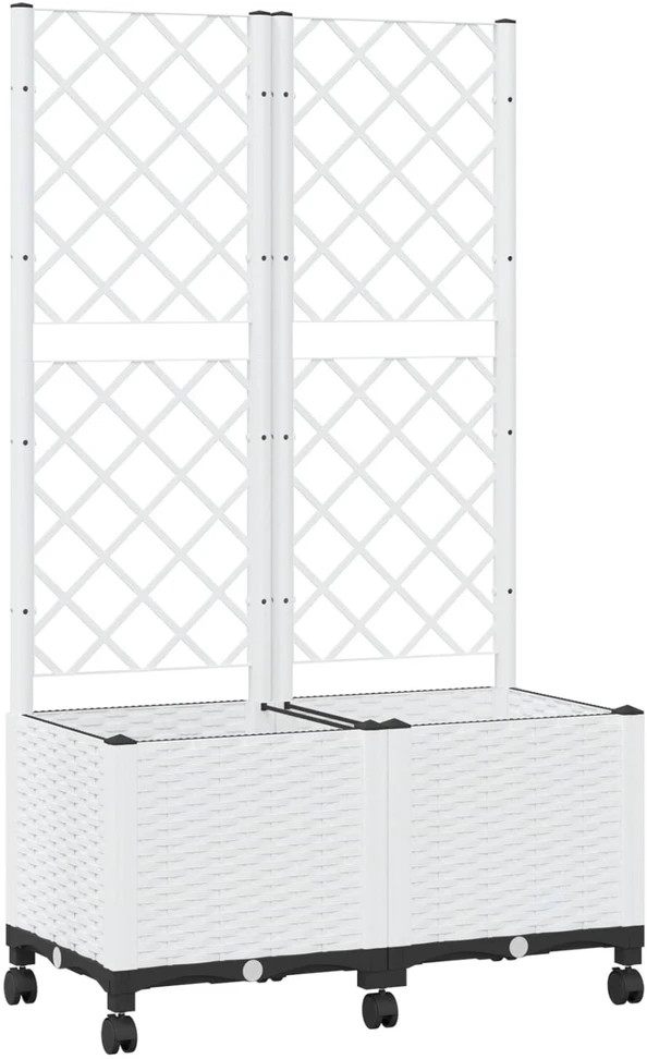 Sodo vazonas su treliu ir ratais Balta 80 x 40 x 146 cm PP