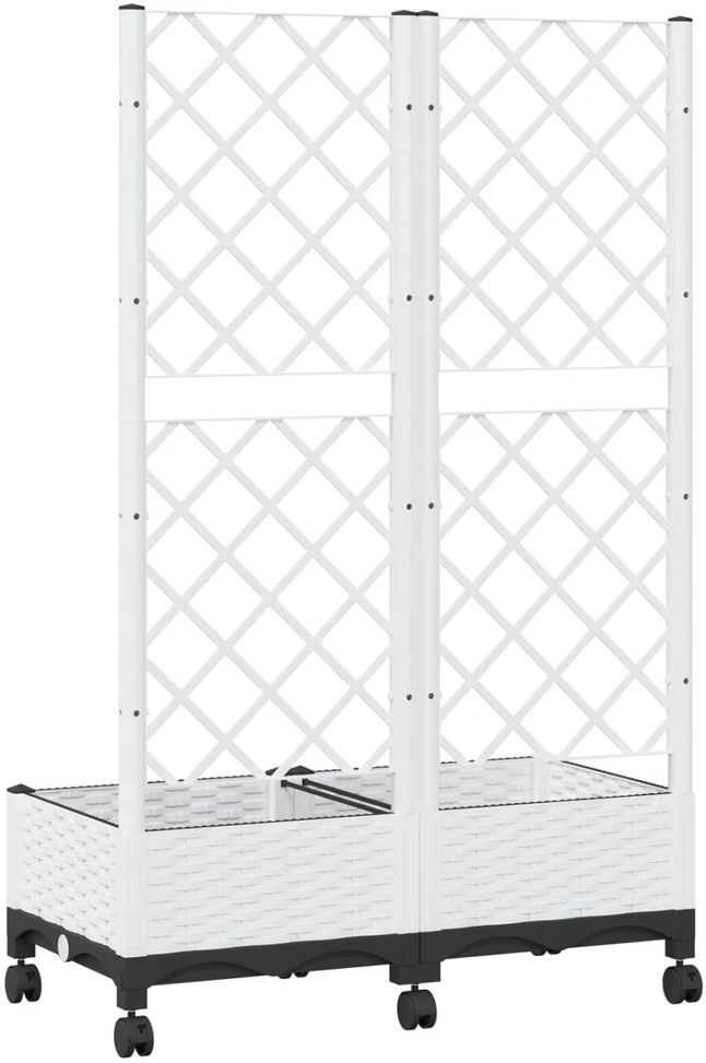 Sodo vazonas su treliu ir ratais Balta 80 x 40 x 131,5 cm PP