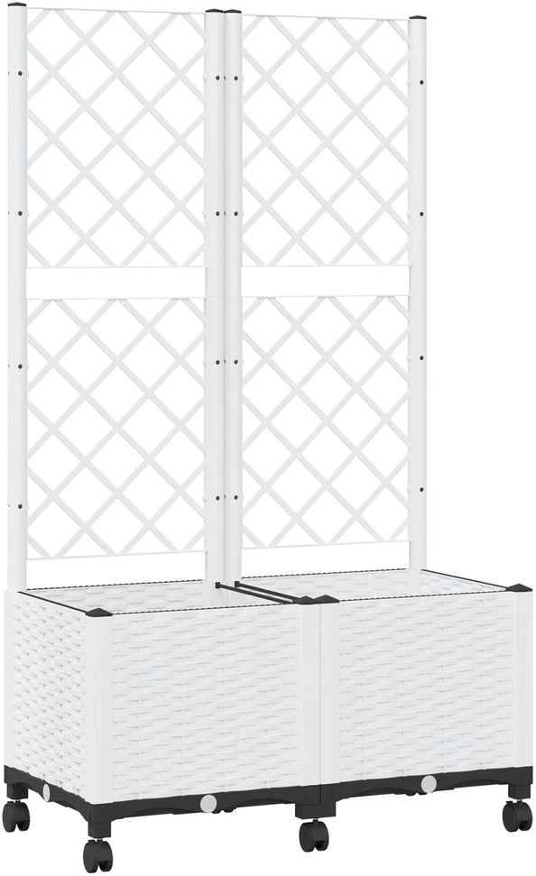 Sodo vazonas su treliu ir ratais Balta 80 x 40 x 146 cm PP