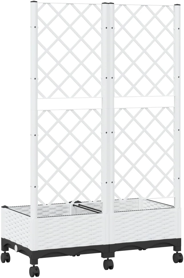 Sodo vazonas su treliu ir ratais Balta 80 x 40 x 131,5 cm PP