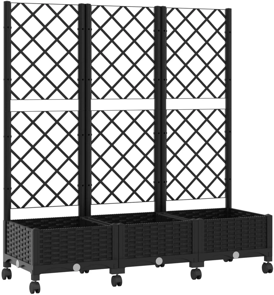 Sodo vazonas su treliu ir ratais Juoda 120 x 40 x 131,5 cm PP