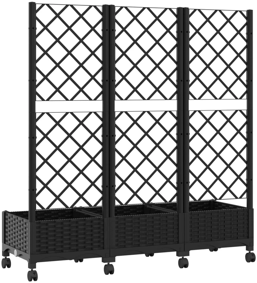 Sodo vazonas su treliu ir ratais Juoda 120 x 40 x 131,5 cm PP