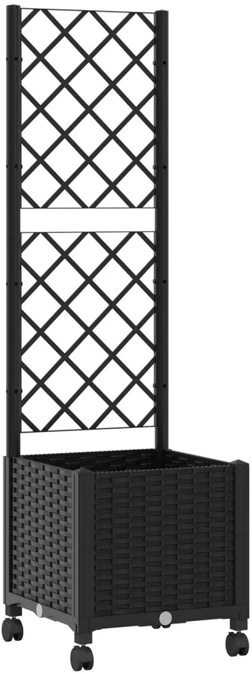 Sodo vazonas su treliu ir ratais Juoda 40 x 40 x 146 cm PP