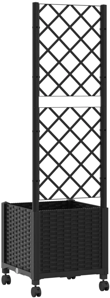 Sodo vazonas su treliu ir ratais Juoda 40 x 40 x 146 cm PP