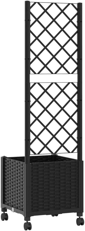 Sodo vazonas su treliu ir ratais Juoda 40 x 40 x 146 cm PP