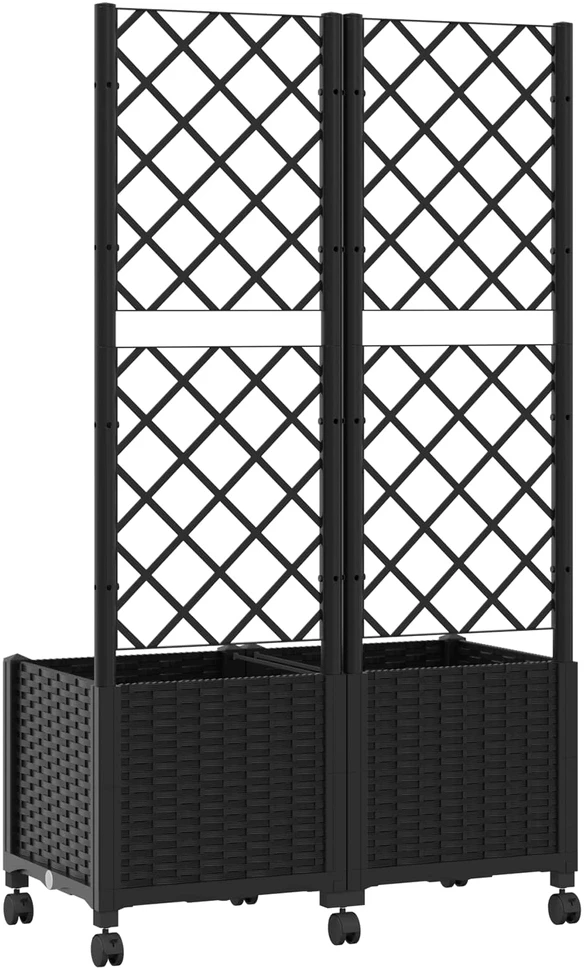 Sodo vazonas su treliu ir ratais Juoda 80 x 40 x 146 cm PP