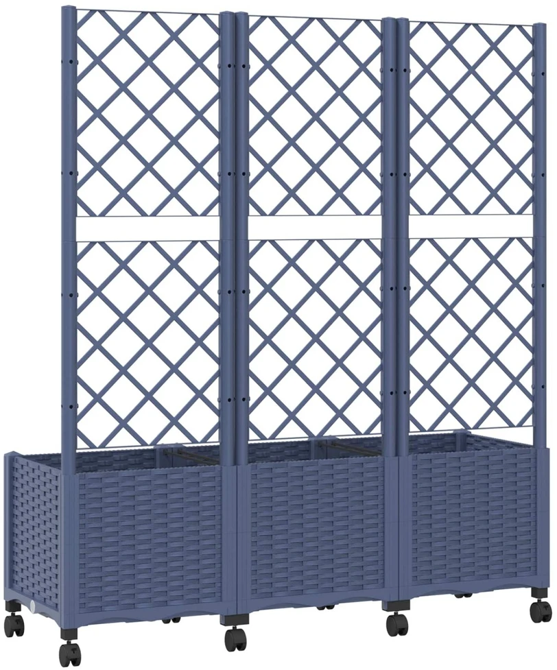 Sodo vazonas su treliu ir ratais Mėlyna Pilka 120 x 40 x 146 cm