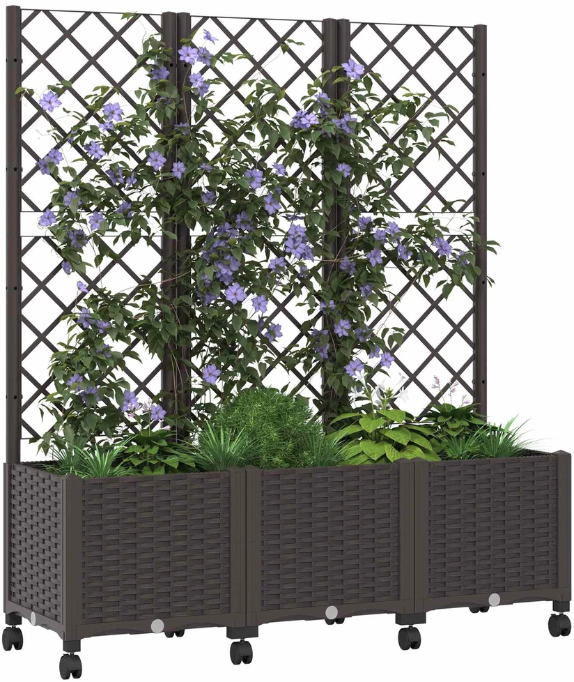 Sodo vazonas su treliu ir ratais Ruda 120 x 40 x 146 cm PP